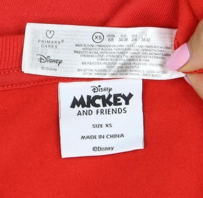 Disney Mickey & Friends Women Red XS Christmas Graphic Sweatshirt