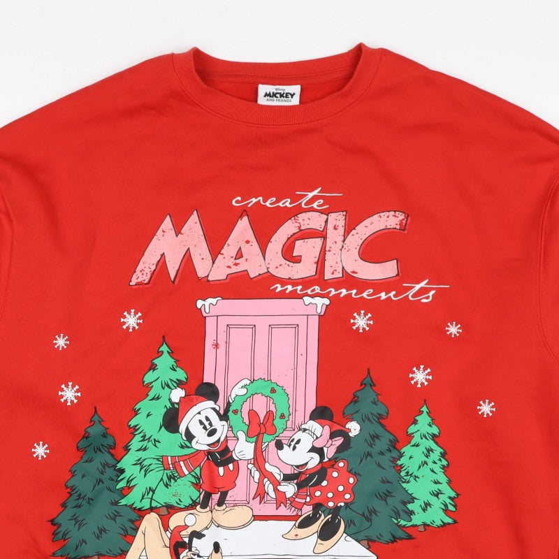Disney Mickey & Friends Women Red XS Christmas Graphic Sweatshirt