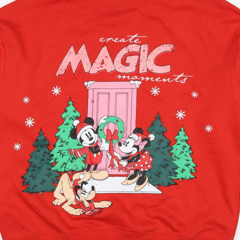 Disney Mickey & Friends Women Red XS Christmas Graphic Sweatshirt