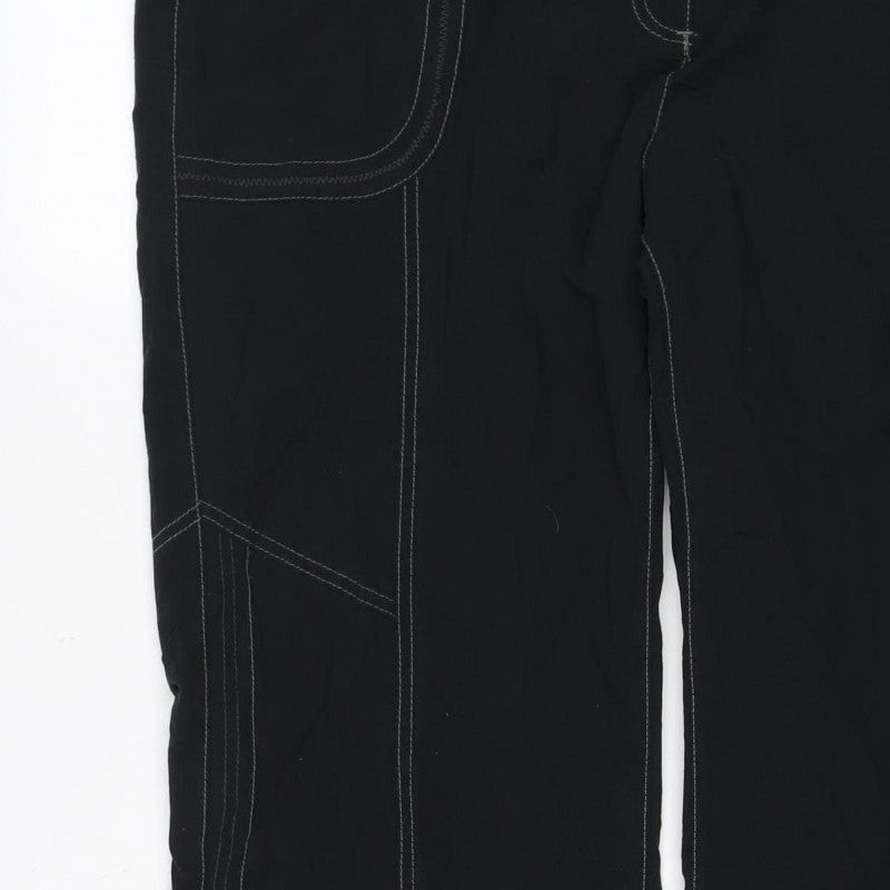 Next Women Black Cargo Trousers Size 16 Regular Cotton Nylon