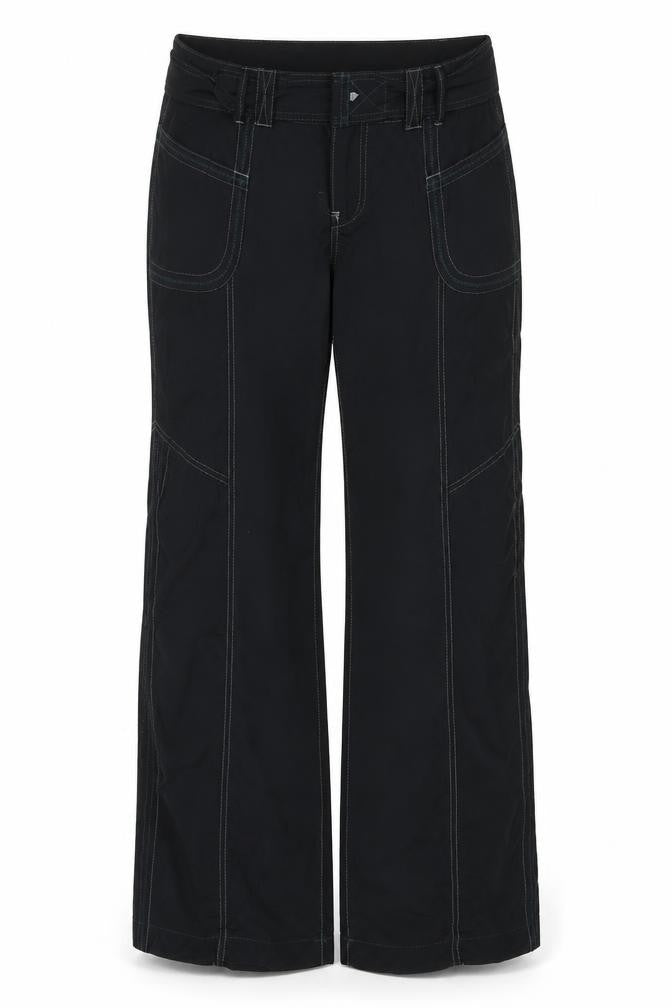 Next Women Black Cargo Trousers Size 16 Regular Cotton Nylon
