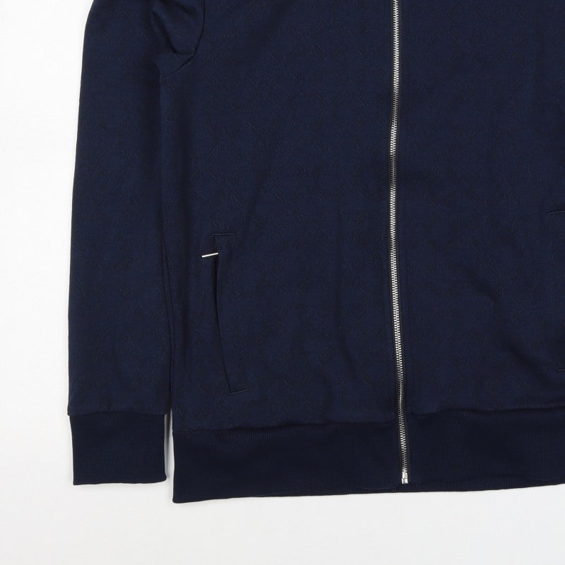 Diverse Men’s Blue L Full Zip Geometric High Neck Sweatshirt
