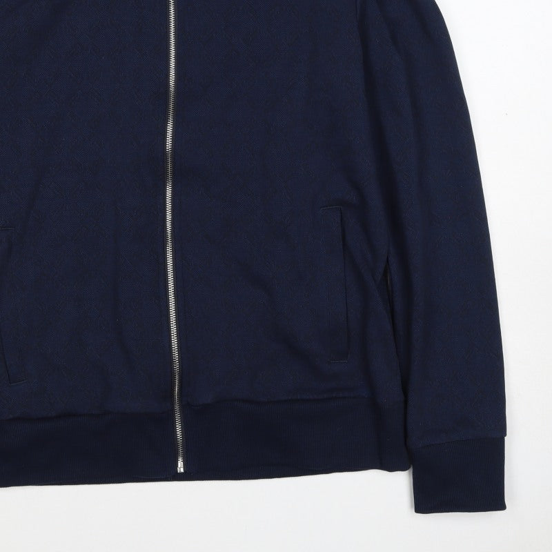Diverse Men’s Blue L Full Zip Geometric High Neck Sweatshirt