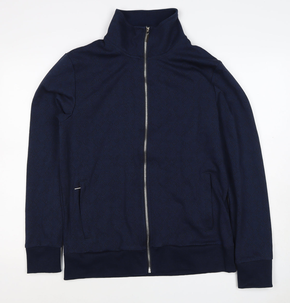 Diverse Men’s Blue L Full Zip Geometric High Neck Sweatshirt