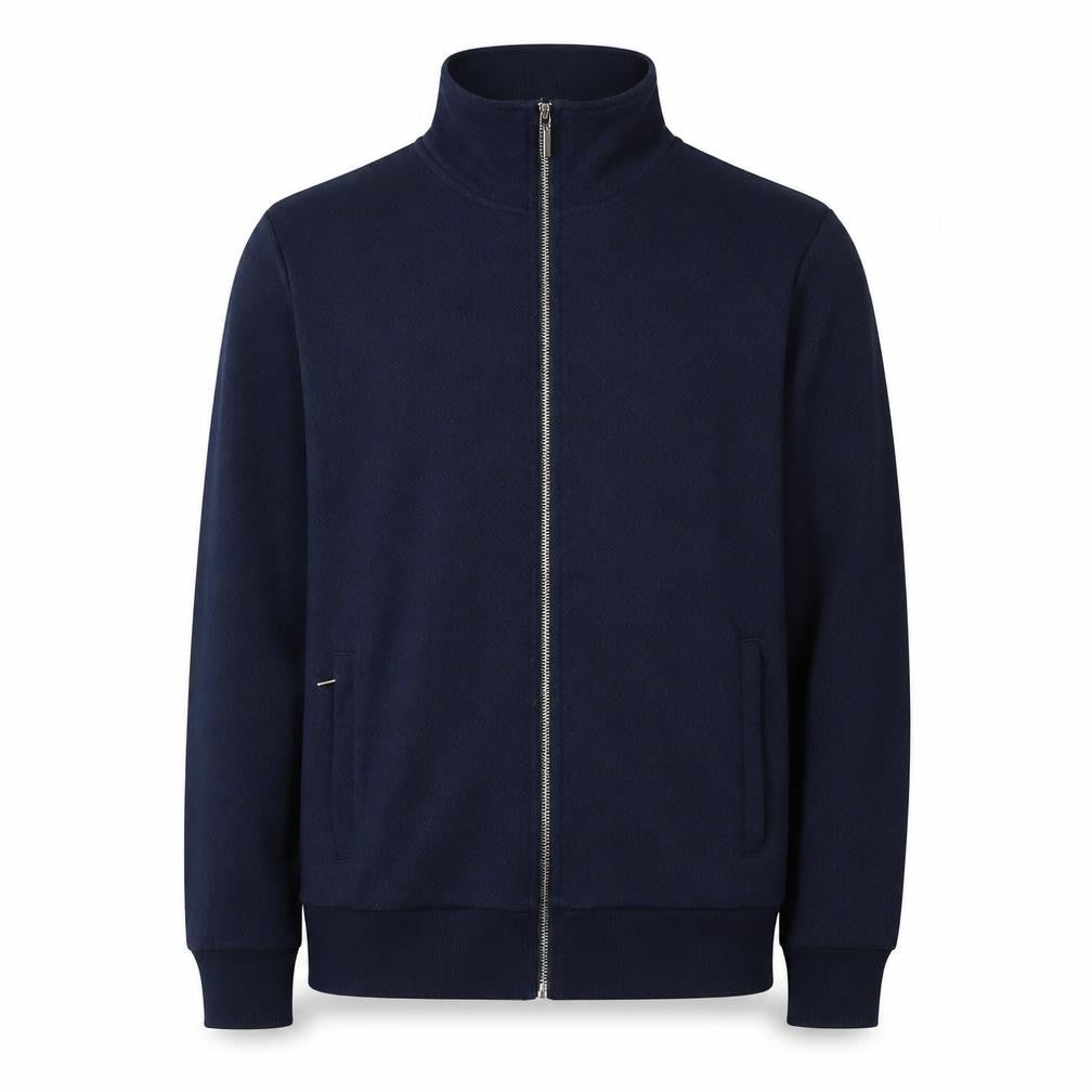 Diverse Men’s Blue L Full Zip Geometric High Neck Sweatshirt