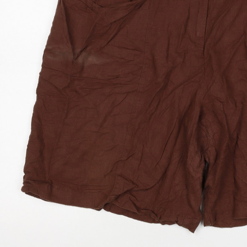 Next Women’s Brown Linen Relaxed Shorts UK 22 Plus Size Pockets