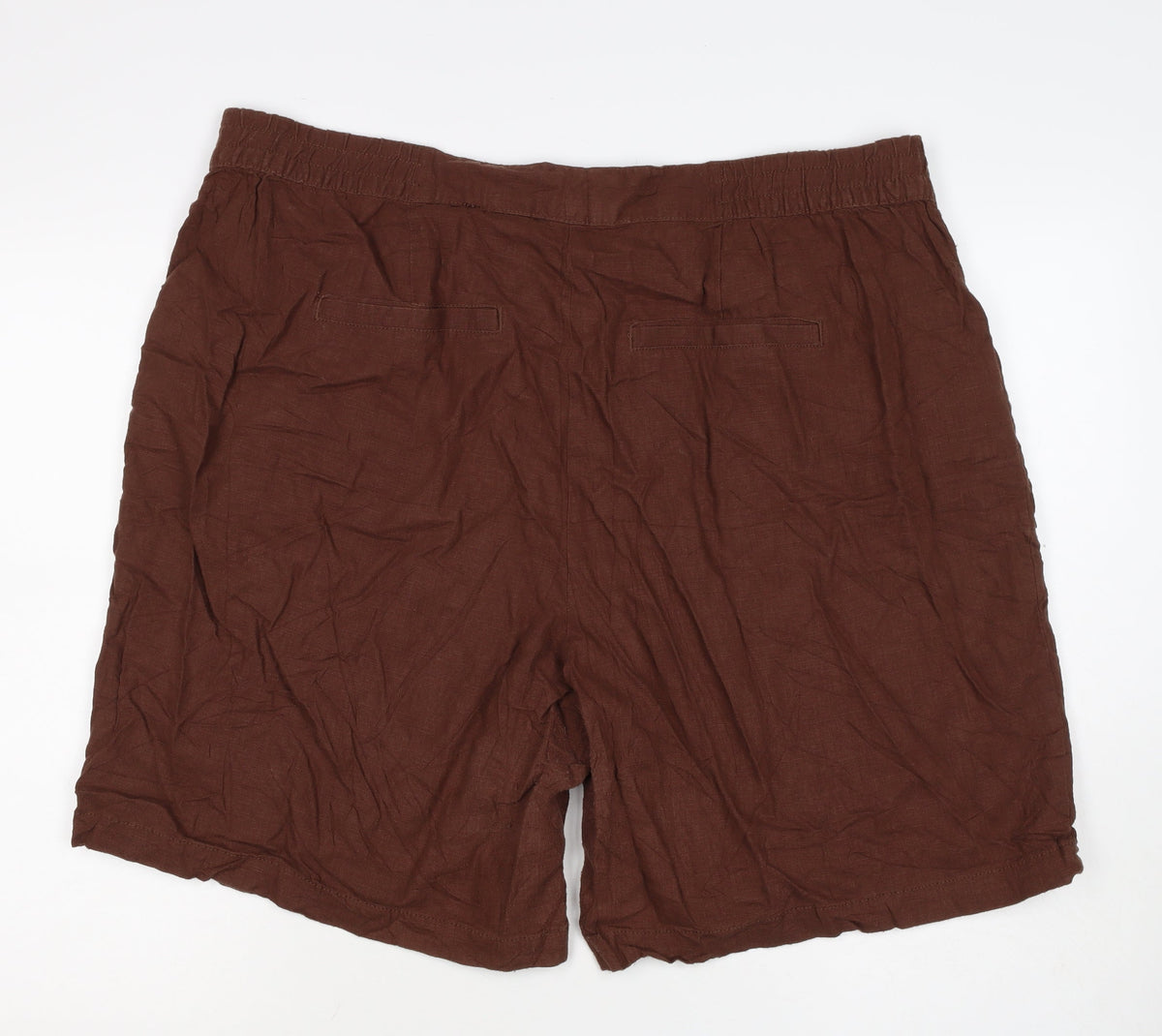 Next Women’s Brown Linen Relaxed Shorts UK 22 Plus Size Pockets