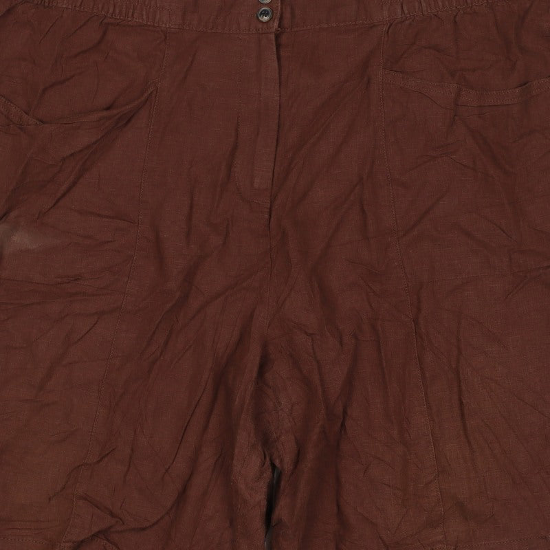 Next Women’s Brown Linen Relaxed Shorts UK 22 Plus Size Pockets