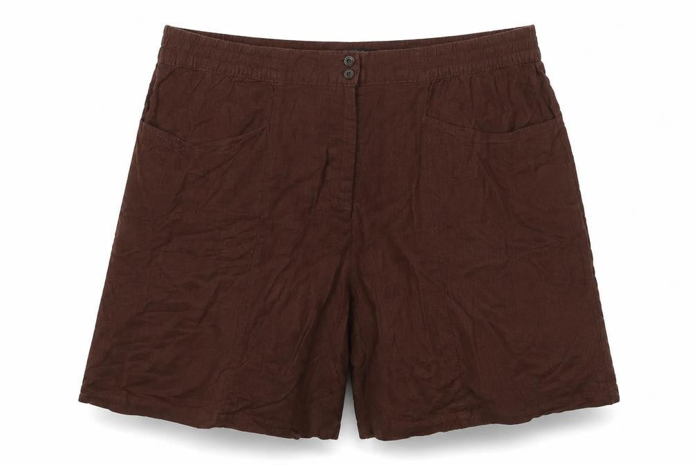 Next Women’s Brown Linen Relaxed Shorts UK 22 Plus Size Pockets