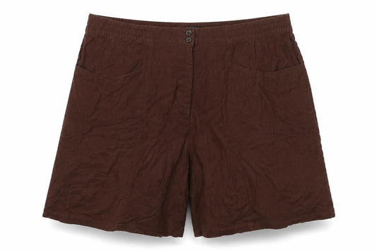 Next Women’s Brown Linen Relaxed Shorts UK 22 Plus Size Pockets