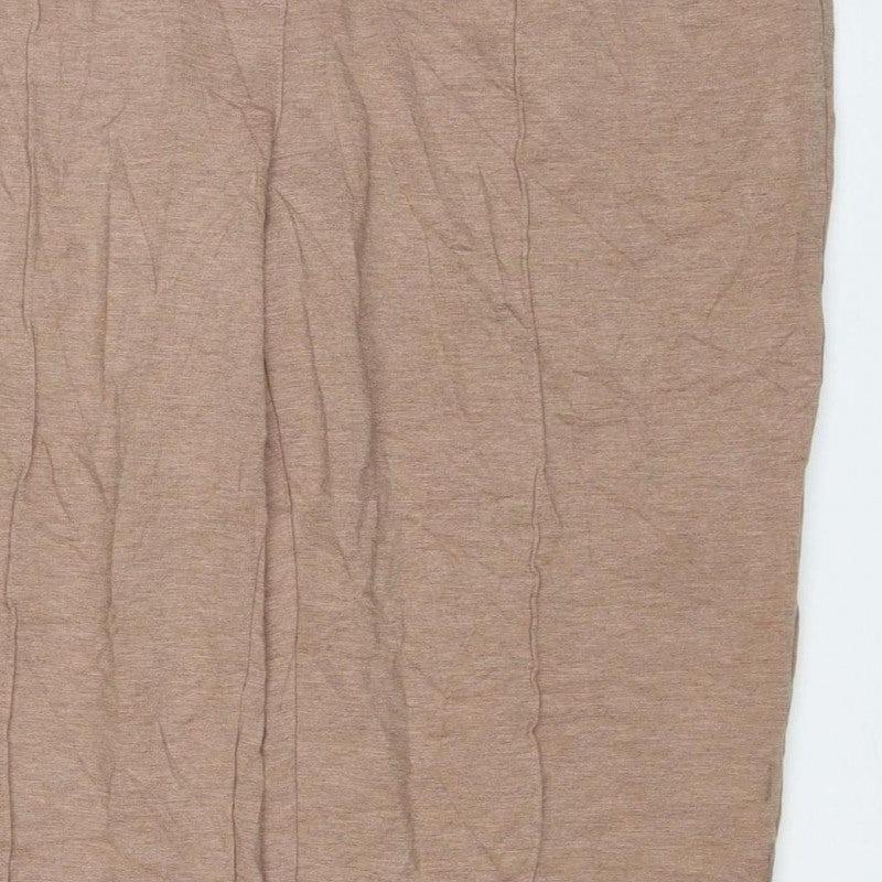 M&S Womens Beige UK 16 Regular Wide Leg Stretch Trousers