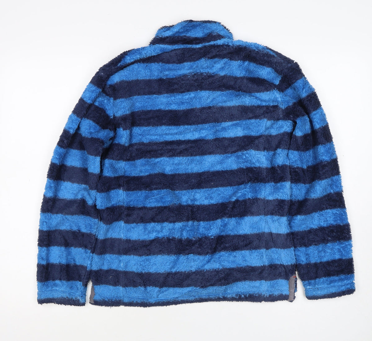 Mini Boden Boys Blue Navy Striped Fleece Jacket 11-12 Years Button Neck