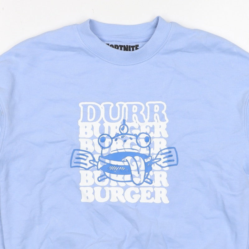 Fortnite Boys Blue 8-9 Years Pullover Graphic Print Sweatshirt