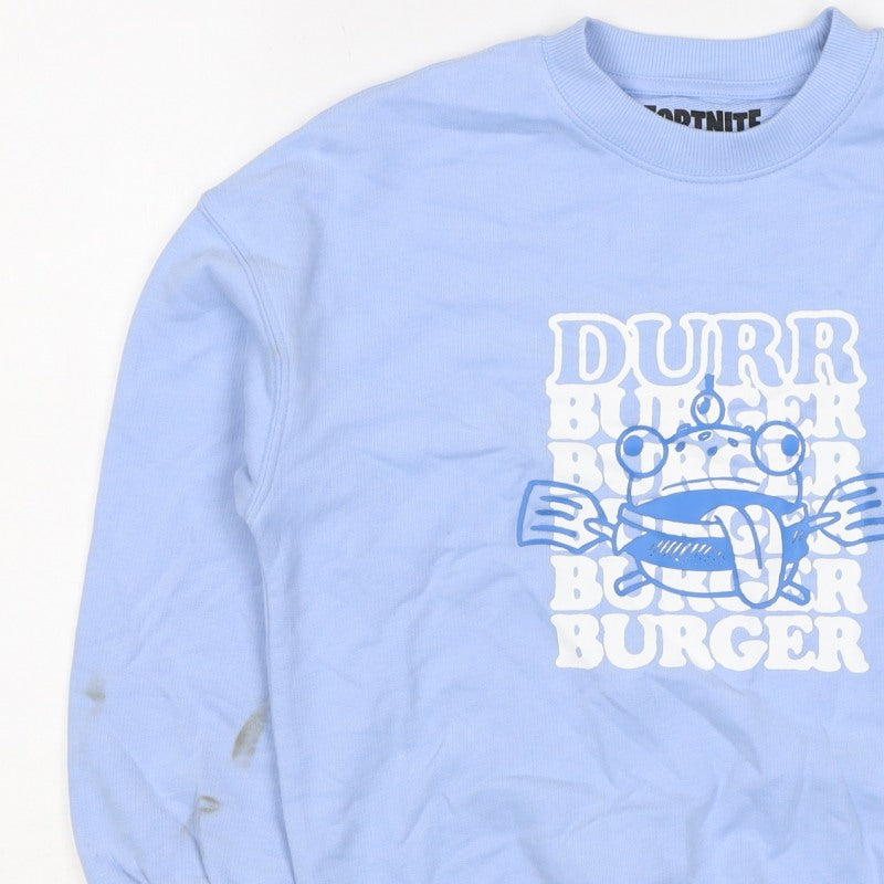 Fortnite Boys Blue 8-9 Years Pullover Graphic Print Sweatshirt