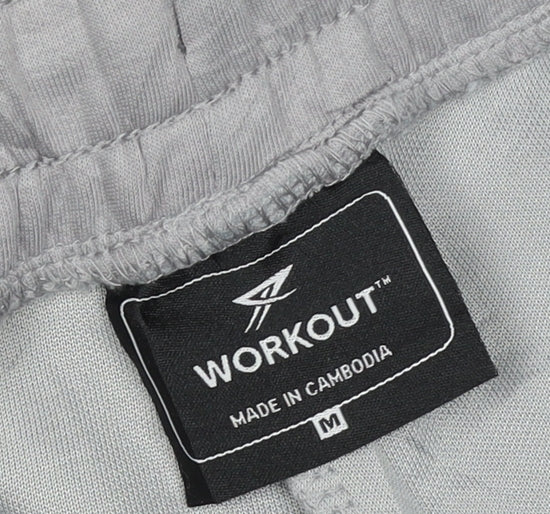 Workout Men’s Grey M Jogger Track Pants Drawstring Zip Pocket