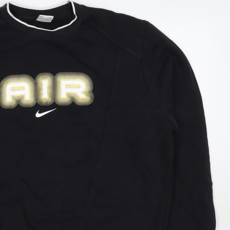 Nike Men’s Black L Air Logo Graphic Crew Neck Pullover Sweatshirt