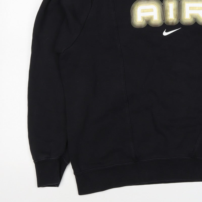 Nike Men’s Black L Air Logo Graphic Crew Neck Pullover Sweatshirt