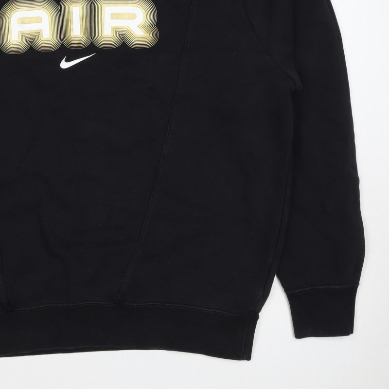 Nike Men’s Black L Air Logo Graphic Crew Neck Pullover Sweatshirt