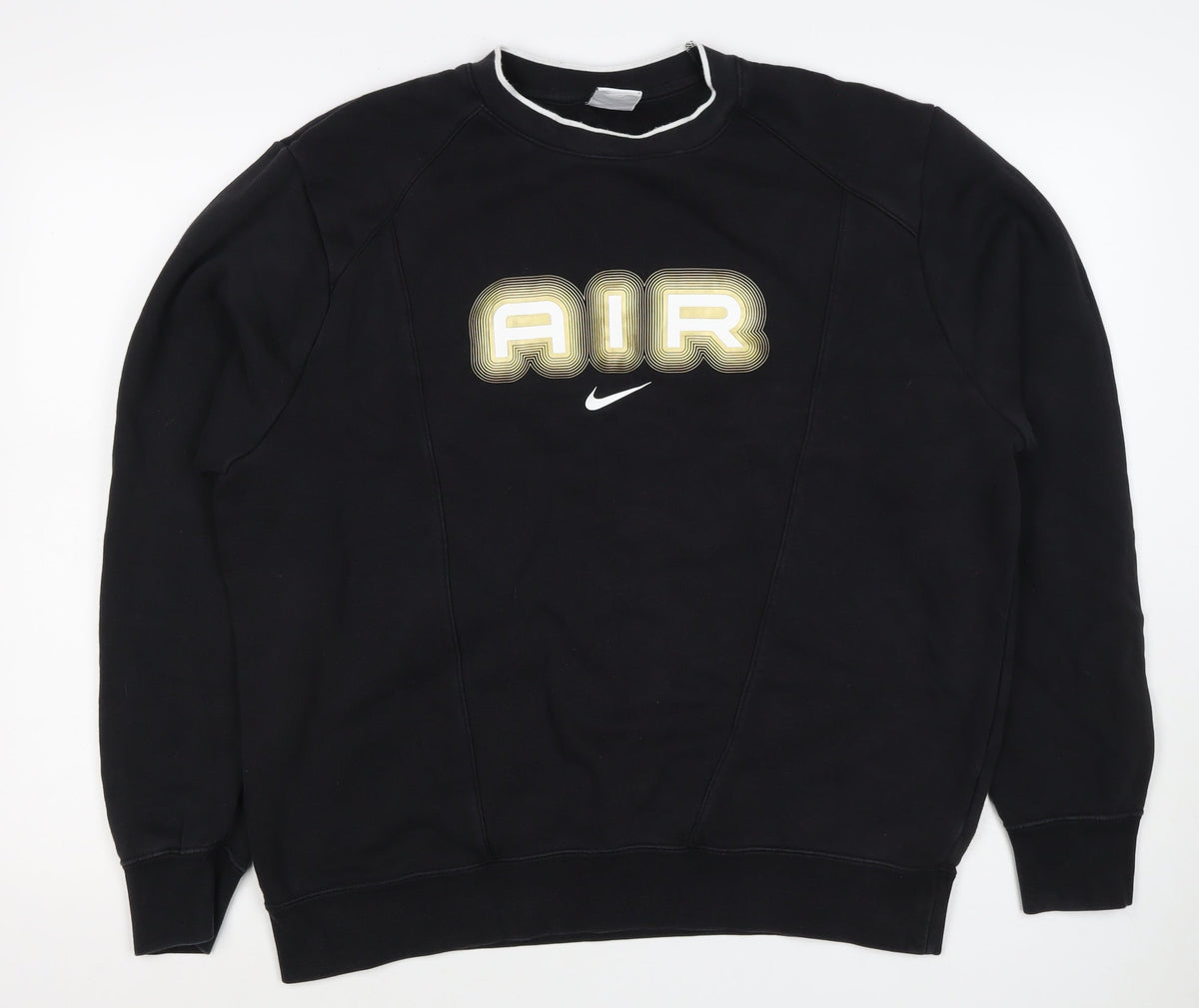 Nike Men’s Black L Air Logo Graphic Crew Neck Pullover Sweatshirt
