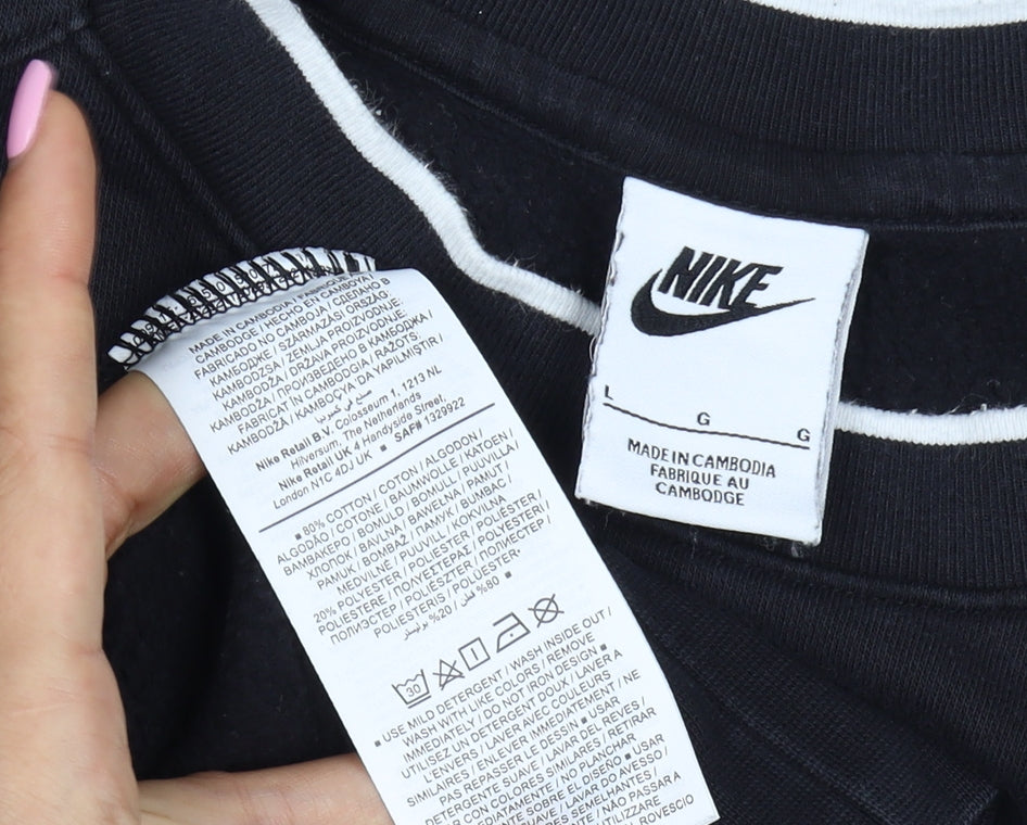 Nike Men’s Black L Air Logo Graphic Crew Neck Pullover Sweatshirt