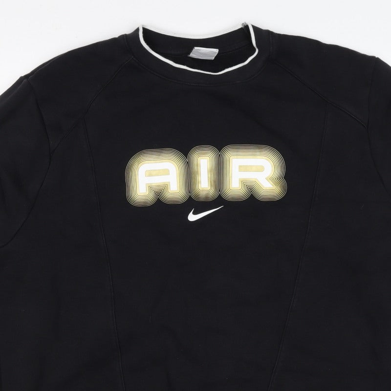 Nike Men’s Black L Air Logo Graphic Crew Neck Pullover Sweatshirt