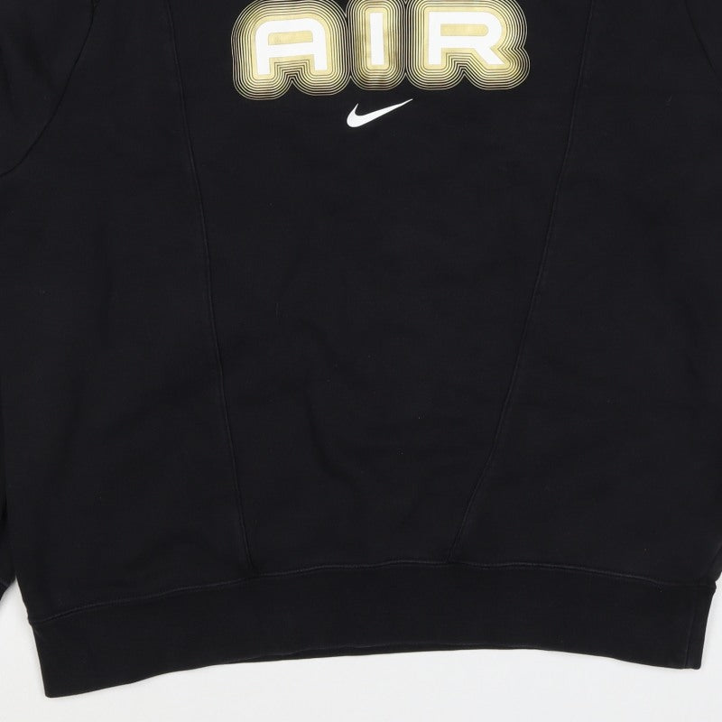 Nike Men’s Black L Air Logo Graphic Crew Neck Pullover Sweatshirt