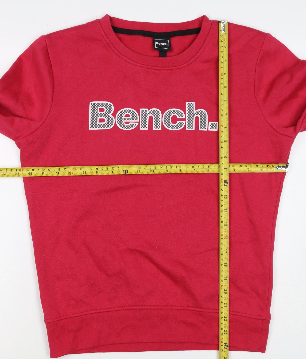 Bench Women's Red UK 14 Logo Crew Neck Pullover Sweatshirt