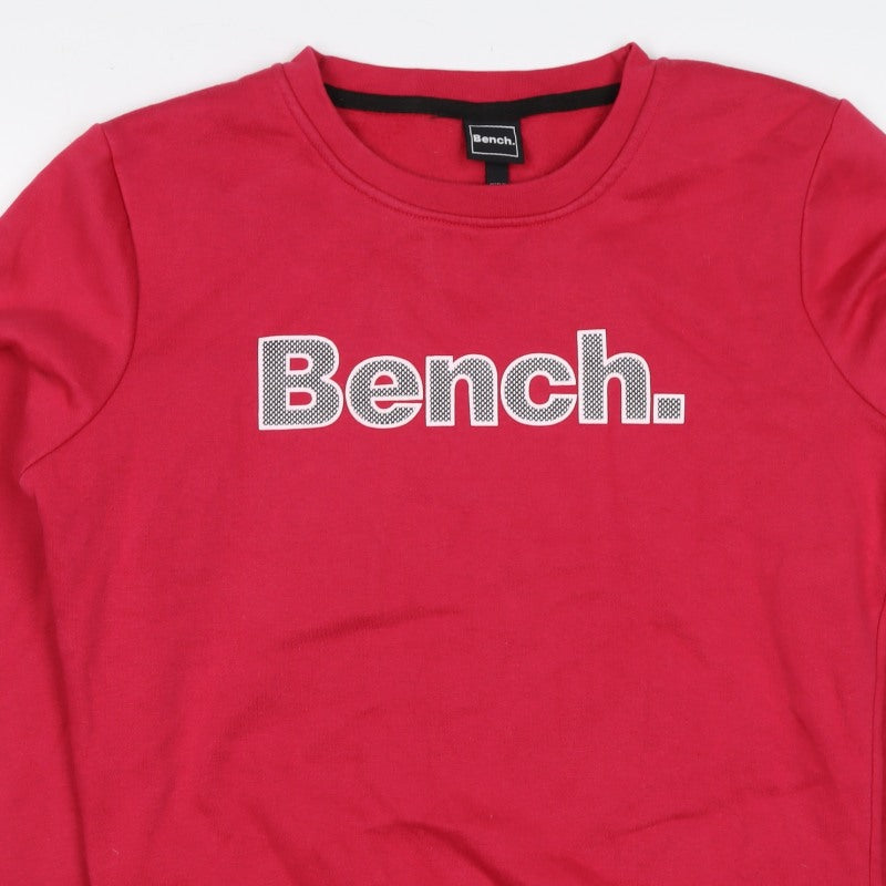 Bench Women's Red UK 14 Logo Crew Neck Pullover Sweatshirt