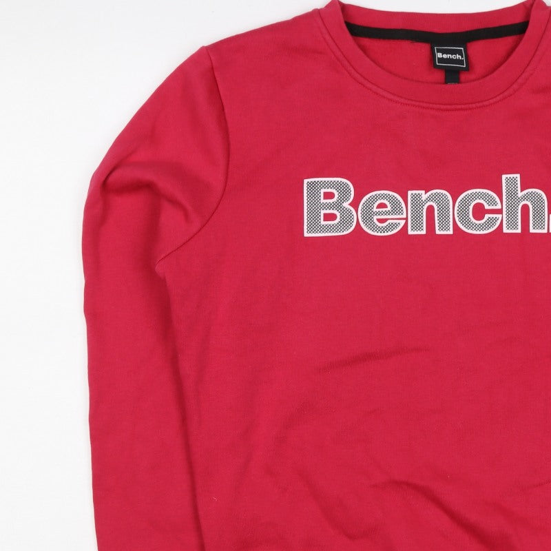 Bench Women's Red UK 14 Logo Crew Neck Pullover Sweatshirt