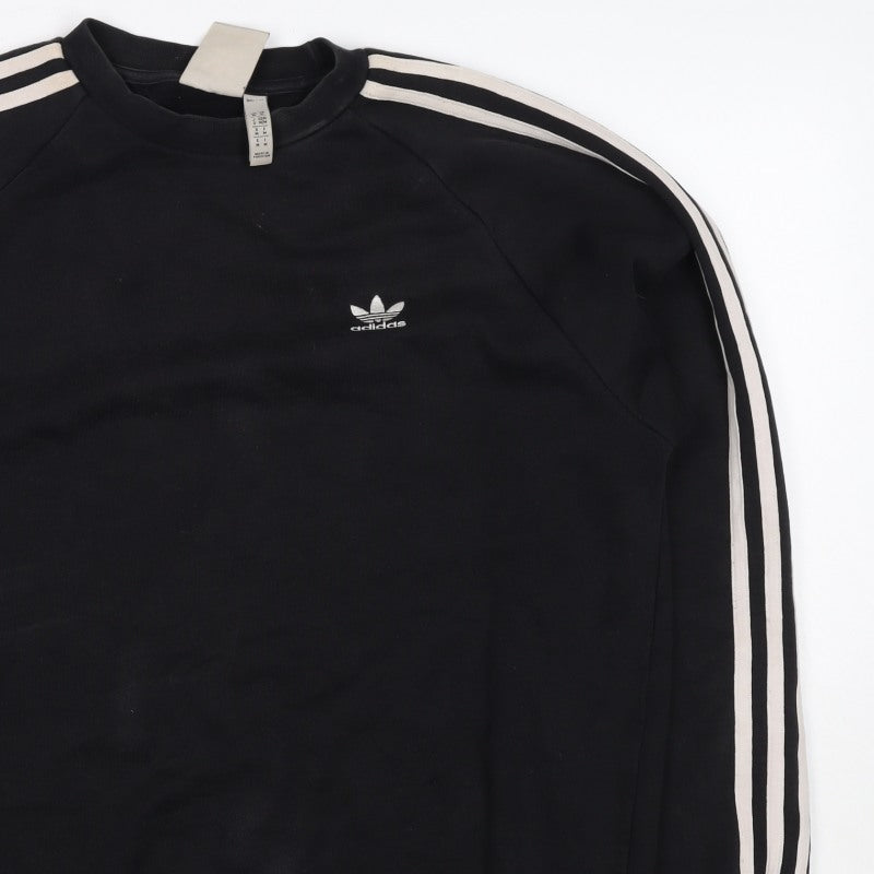 Adidas Men’s Black M 3 Stripe Trefoil Crew Neck Pullover Sweatshirt