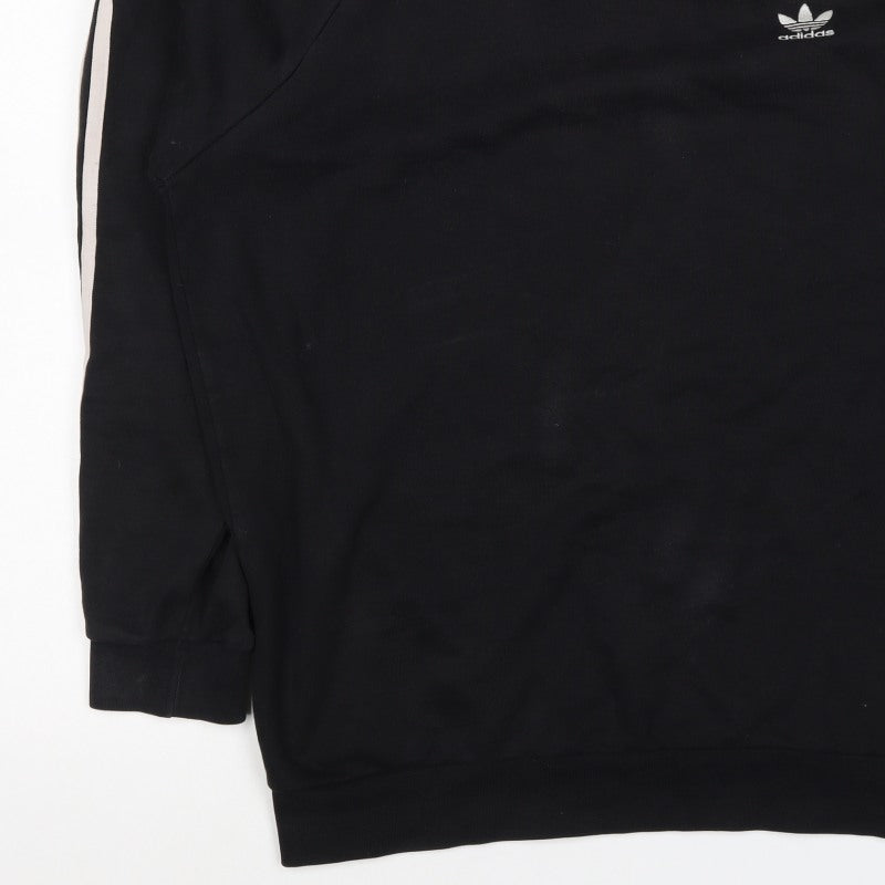 Adidas Men’s Black M 3 Stripe Trefoil Crew Neck Pullover Sweatshirt