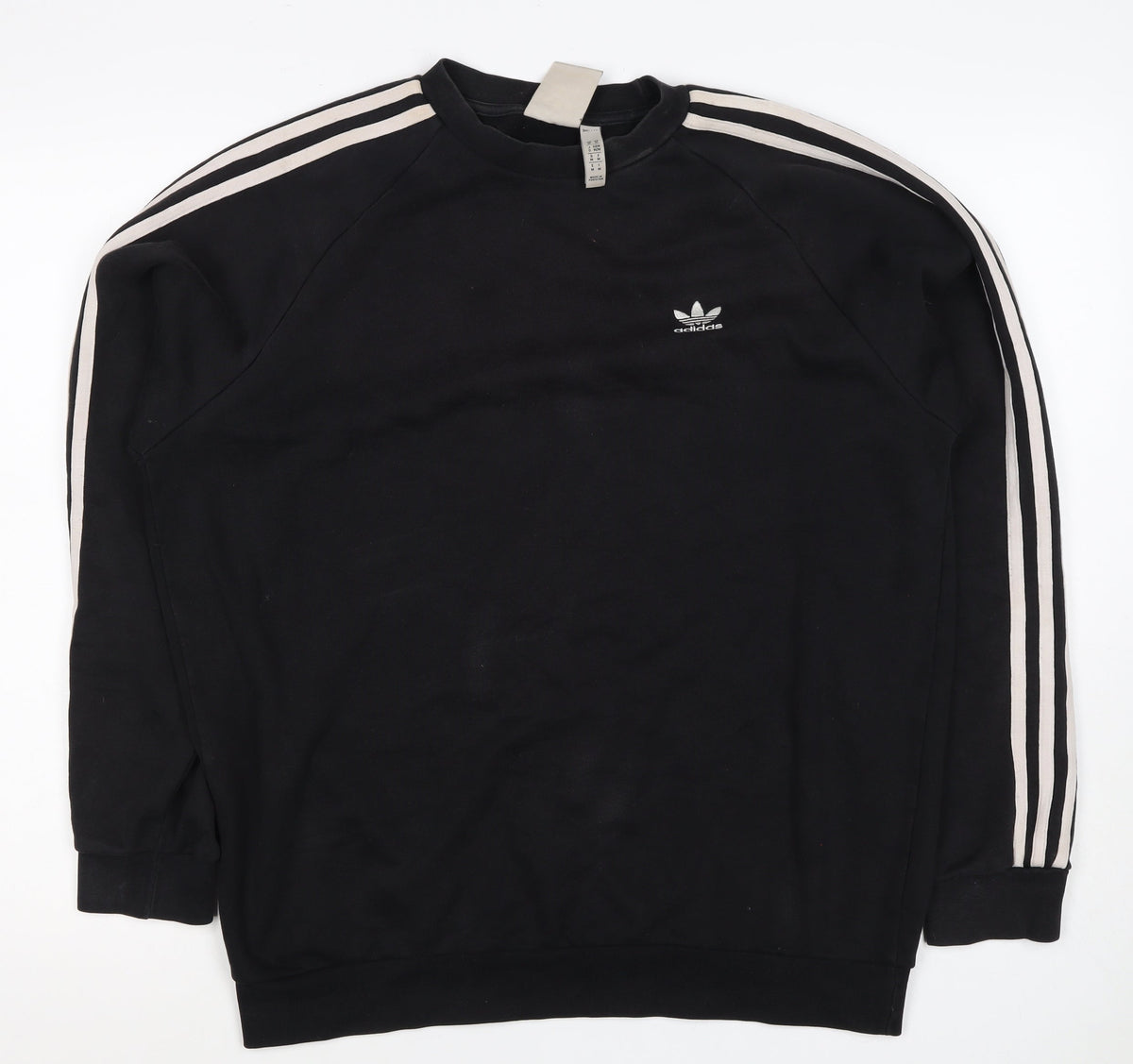 Adidas Men’s Black M 3 Stripe Trefoil Crew Neck Pullover Sweatshirt