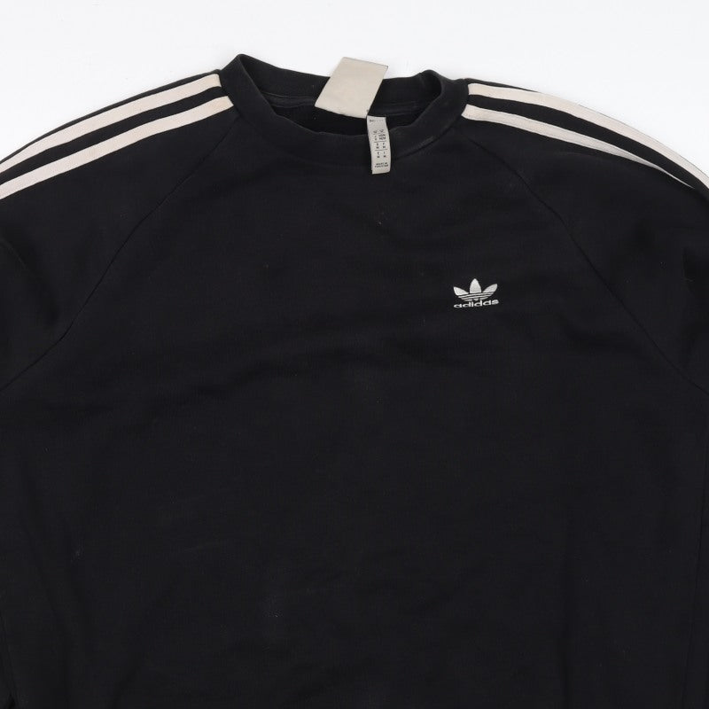 Adidas Men’s Black M 3 Stripe Trefoil Crew Neck Pullover Sweatshirt