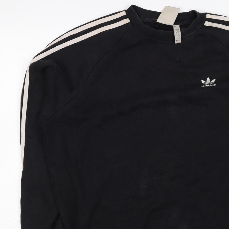 Adidas Men’s Black M 3 Stripe Trefoil Crew Neck Pullover Sweatshirt