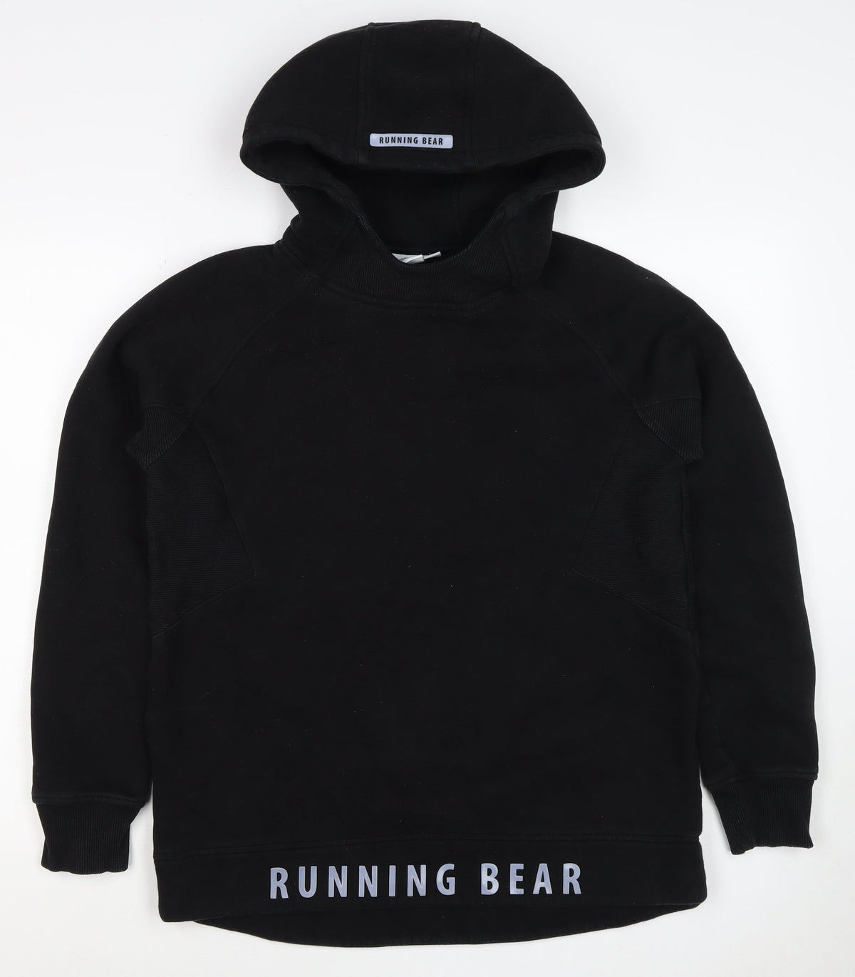 Running Bear Men’s Black M Pullover Logo Hoodie Hooded Pockets