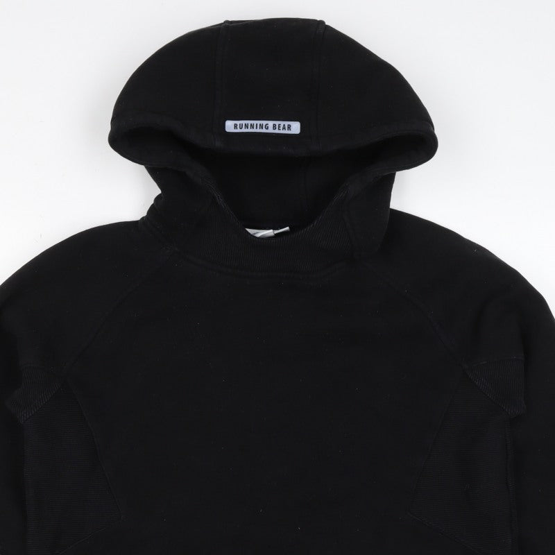 Running Bear Men’s Black M Pullover Logo Hoodie Hooded Pockets