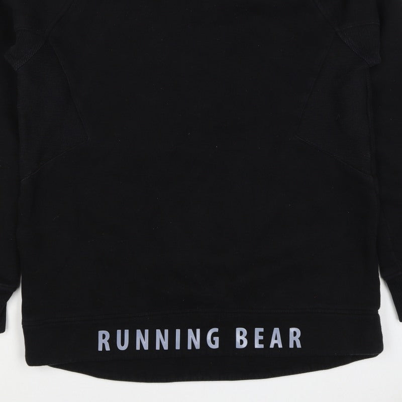 Running Bear Men’s Black M Pullover Logo Hoodie Hooded Pockets