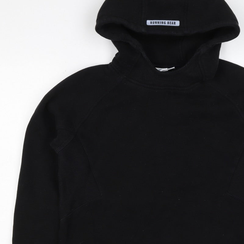 Running Bear Men’s Black M Pullover Logo Hoodie Hooded Pockets