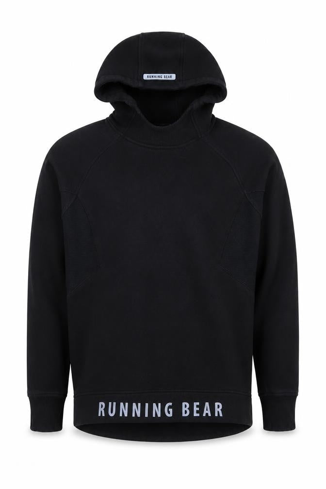 Running Bear Men’s Black M Pullover Logo Hoodie Hooded Pockets