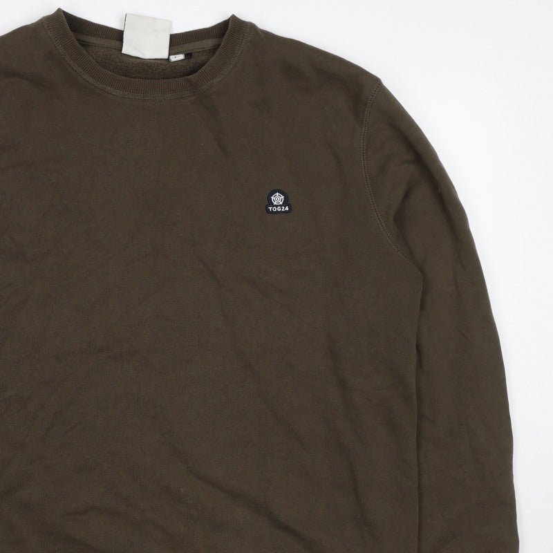 TOG24 Men’s Brown Logo Crew Neck Sweatshirt Size L Cotton Pullover