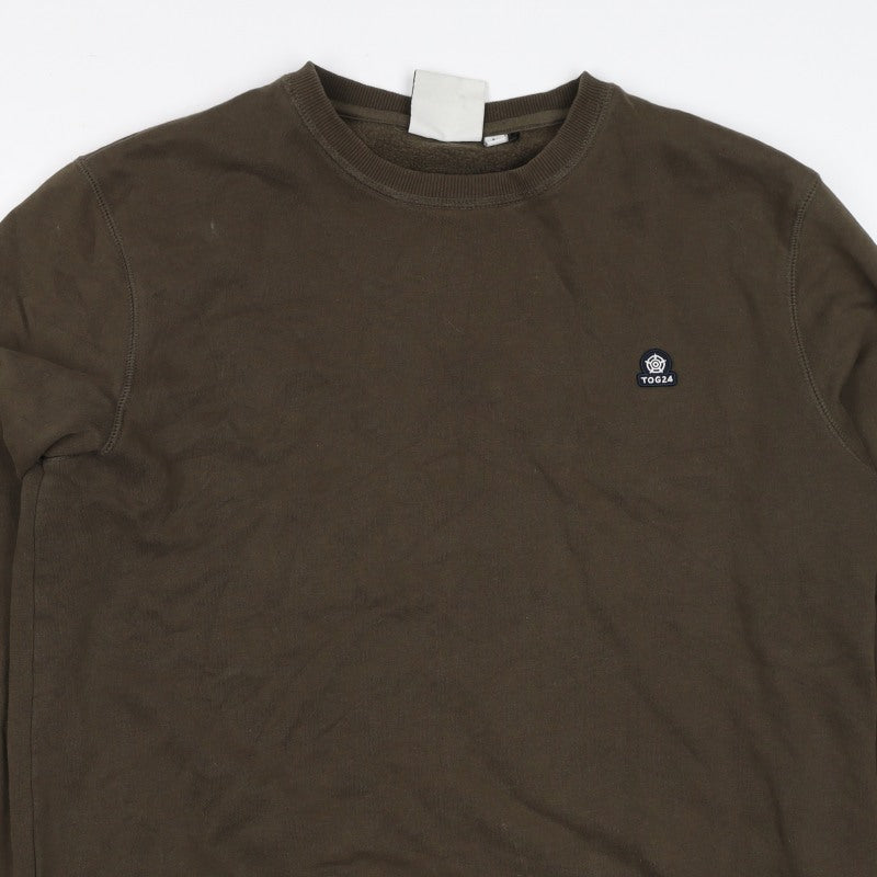 TOG24 Men’s Brown Logo Crew Neck Sweatshirt Size L Cotton Pullover