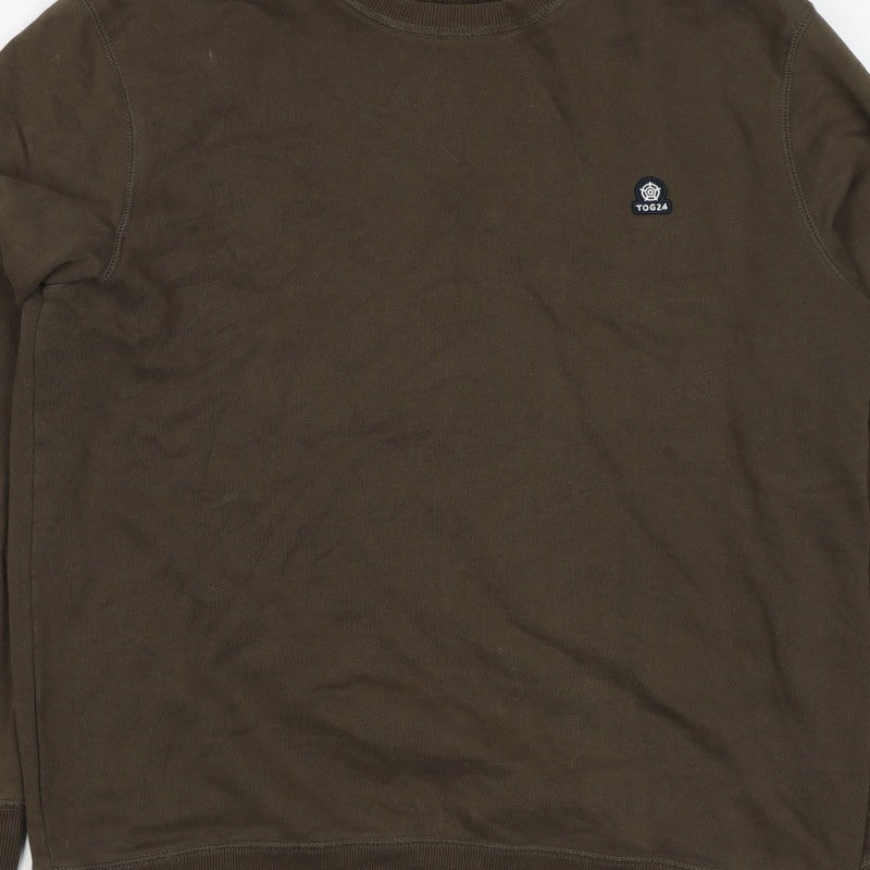 TOG24 Men’s Brown Logo Crew Neck Sweatshirt Size L Cotton Pullover