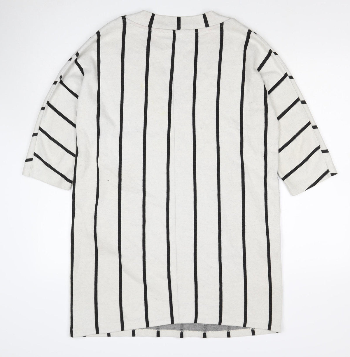 Zara Trafaluc Women Ivory Black Stripe Shift Dress M V-Neck Pockets