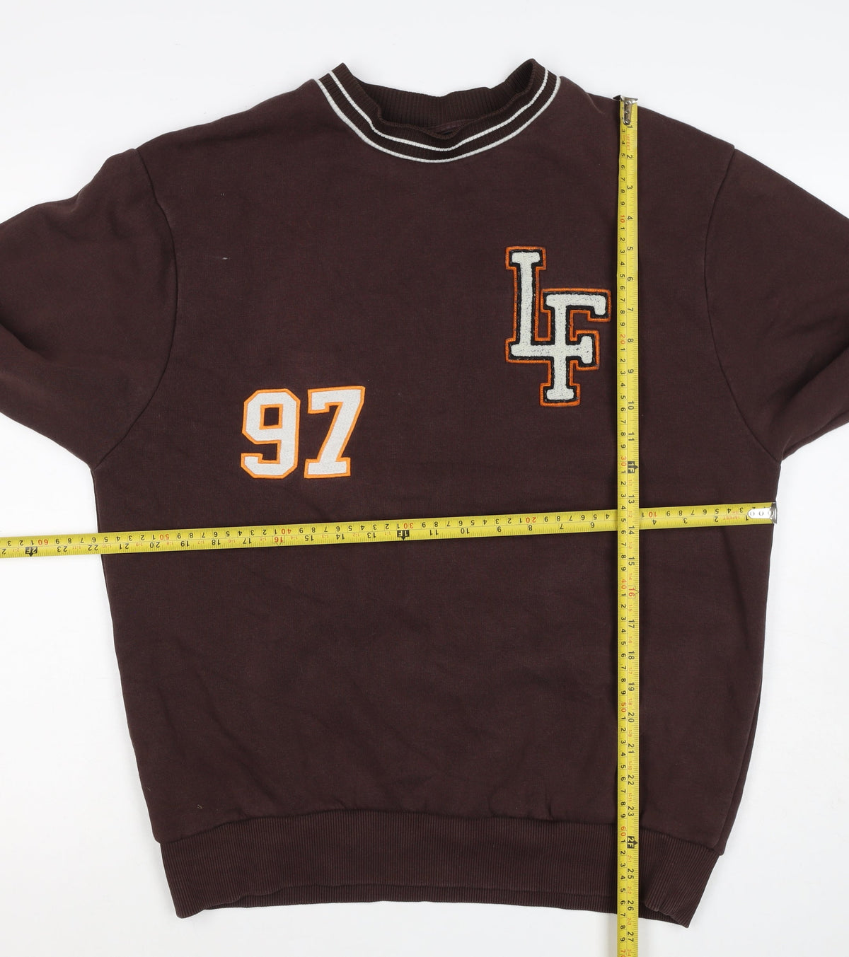 River Island Men’s Brown M College 97 Logo Crew Neck Sweatshirt