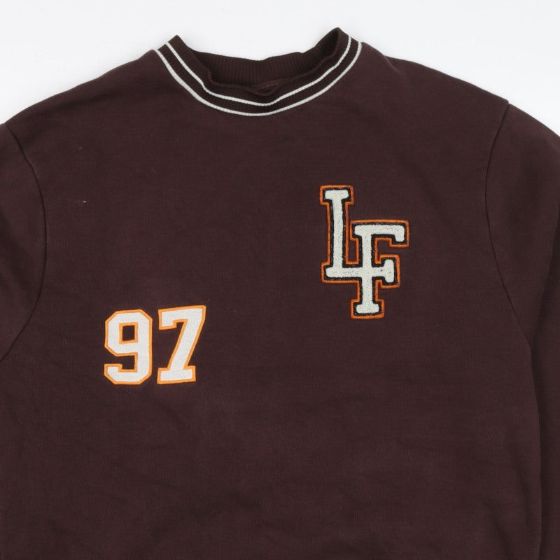 River Island Men’s Brown M College 97 Logo Crew Neck Sweatshirt