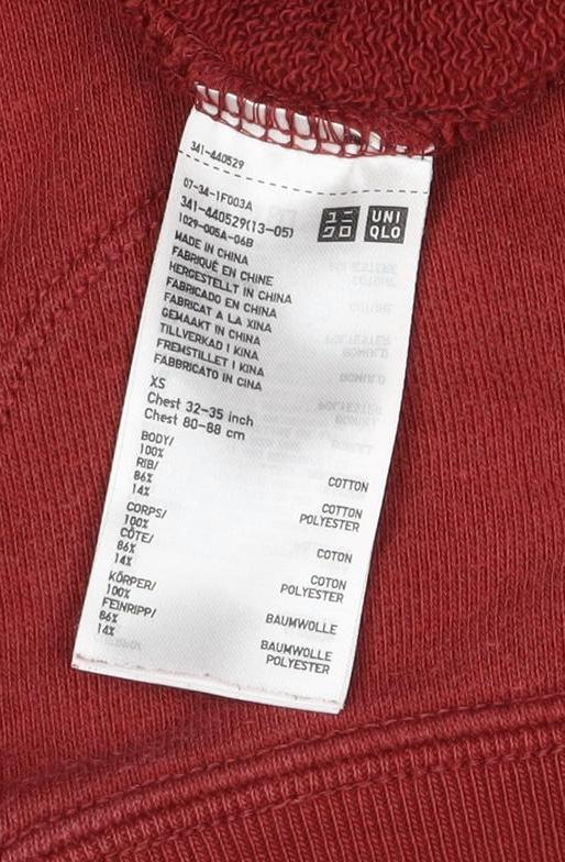Uniqlo Men’s Red XS Crew Neck Cotton Pullover Sweatshirt