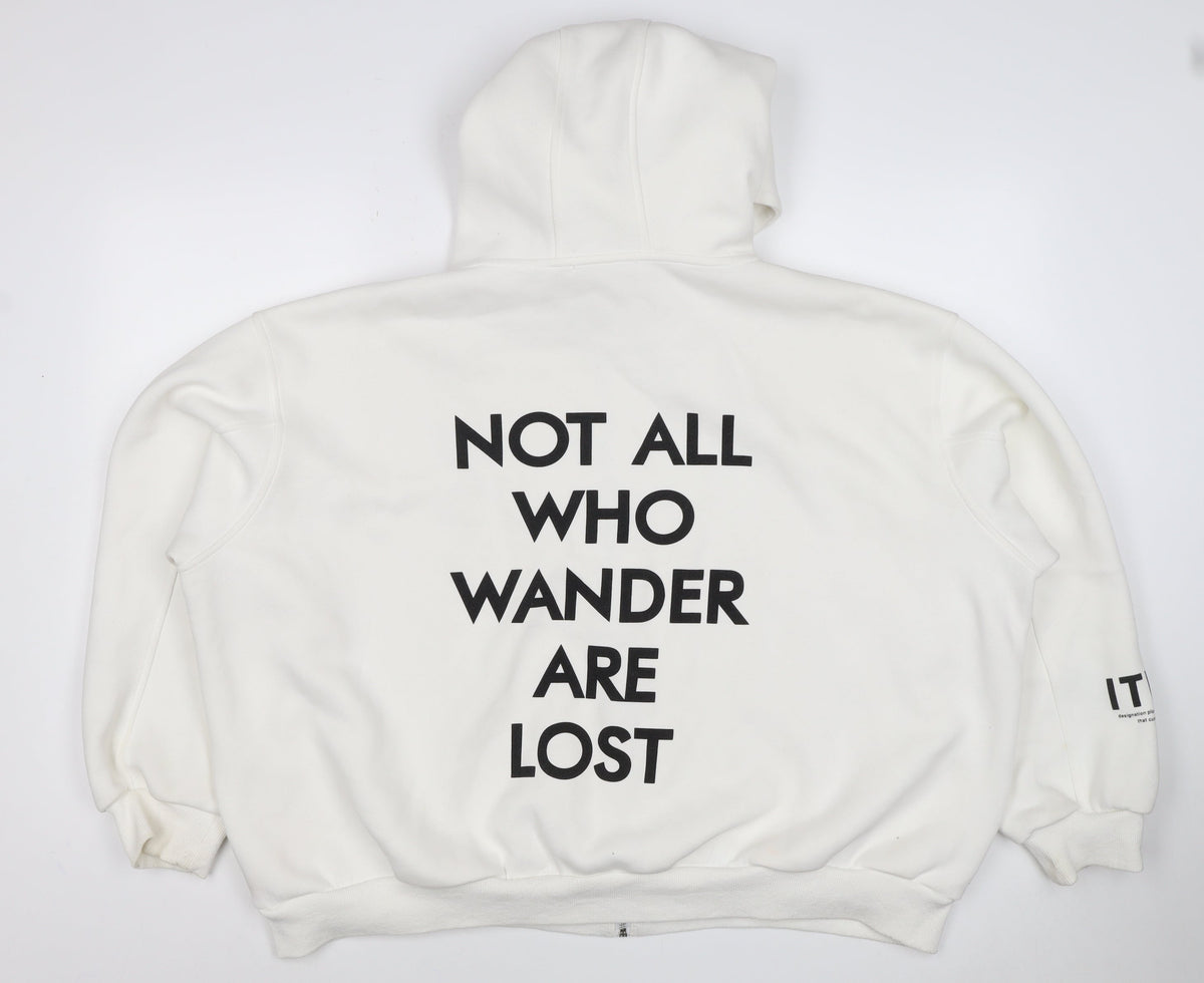 FENICHAEL.C Women’s White 2XL Full Zip Bunny Ear Quote Hoodie