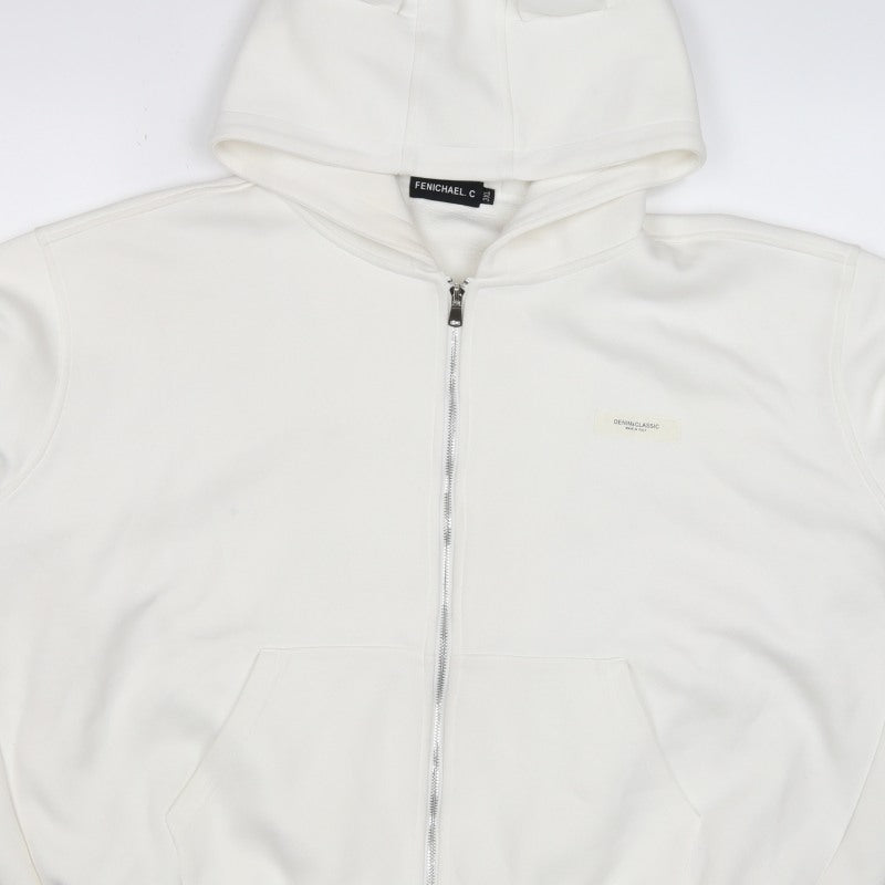 FENICHAEL.C Women’s White 2XL Full Zip Bunny Ear Quote Hoodie