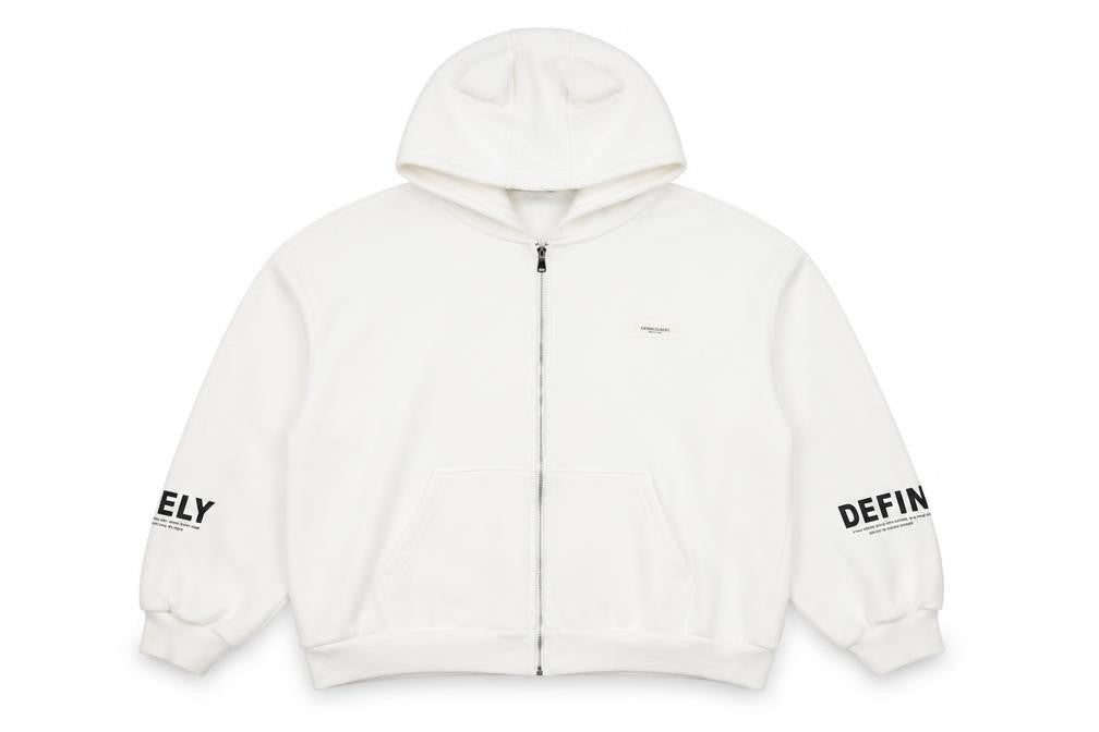 FENICHAEL.C Women’s White 2XL Full Zip Bunny Ear Quote Hoodie