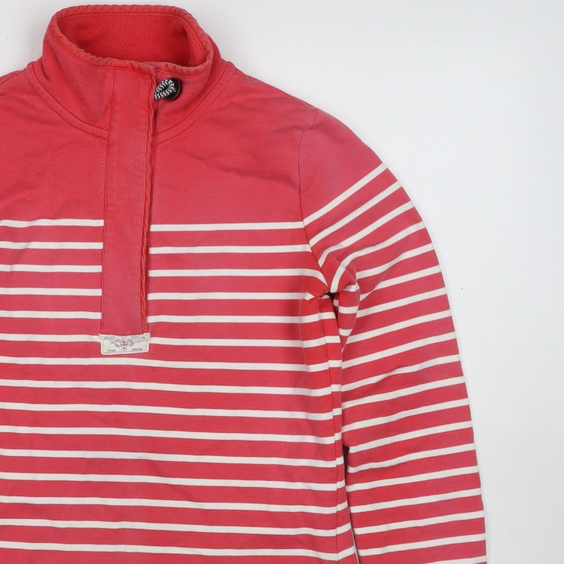 Joules Women’s Red White Striped Logo High Neck Pullover Sweatshirt UK 10